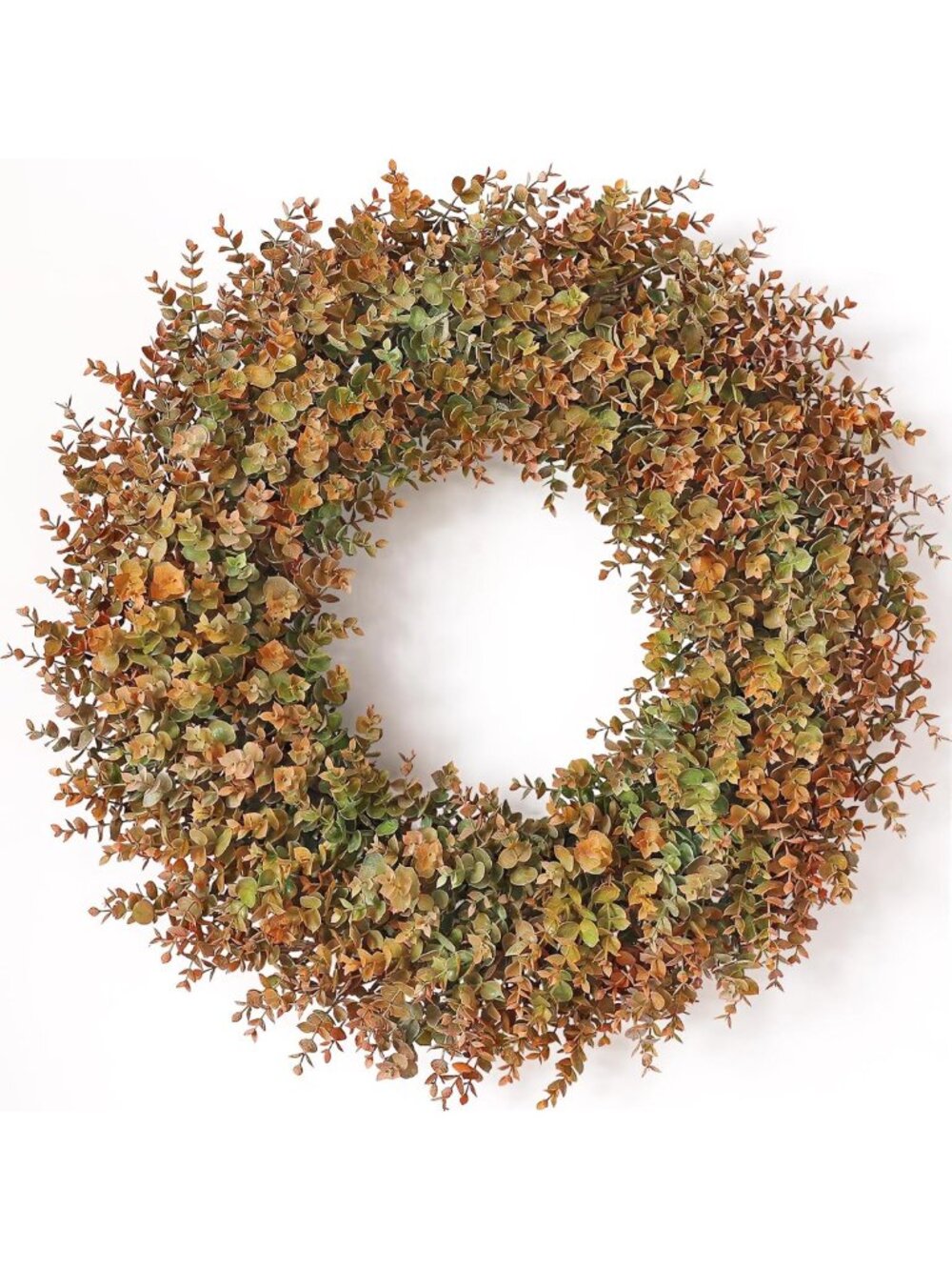 32" Large Eucalyptus Fall Wreath for Front Door Decor - Orange & Green Accents